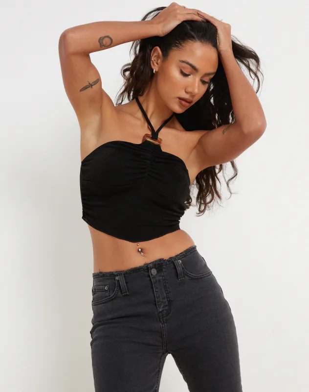 Navea Crop Top in Black sold by Motel Rocks