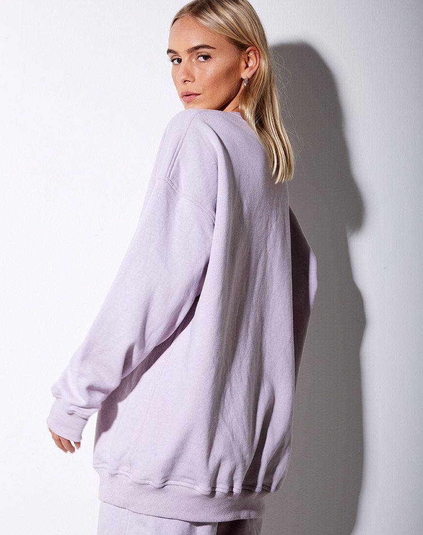 Glo Sweatshirt in Pastel Lilac Daisy Embro sold by Motel Rocks product image thumbnail 2