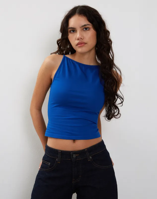 Dudley Vest Top in Cobalt sold by Motel Rocks