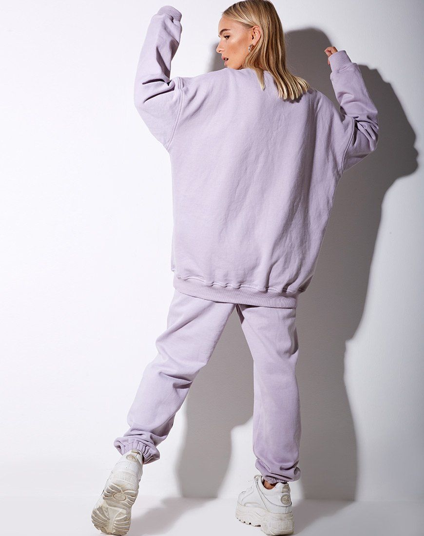 Glo Sweatshirt in Pastel Lilac Daisy Embro sold by Motel Rocks product image thumbnail 4