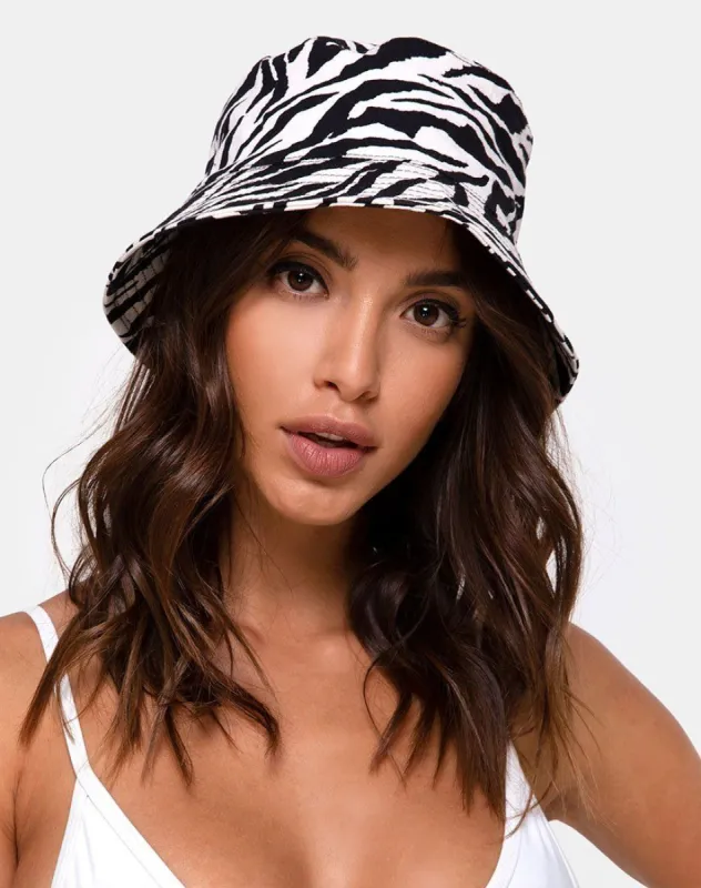 Bucket Hat in 90's Zebra sold by Motel Rocks