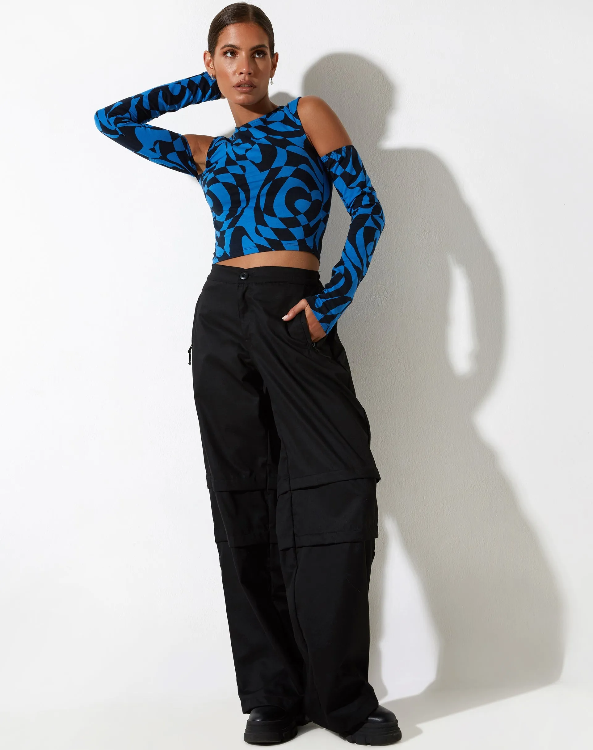 Denver Long Sleeve Top in Irregular Optic Blue sold by Motel Rocks product image thumbnail 5