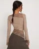 Lucca Long Sleeve Top in Lace Natural sold by Motel Rocks