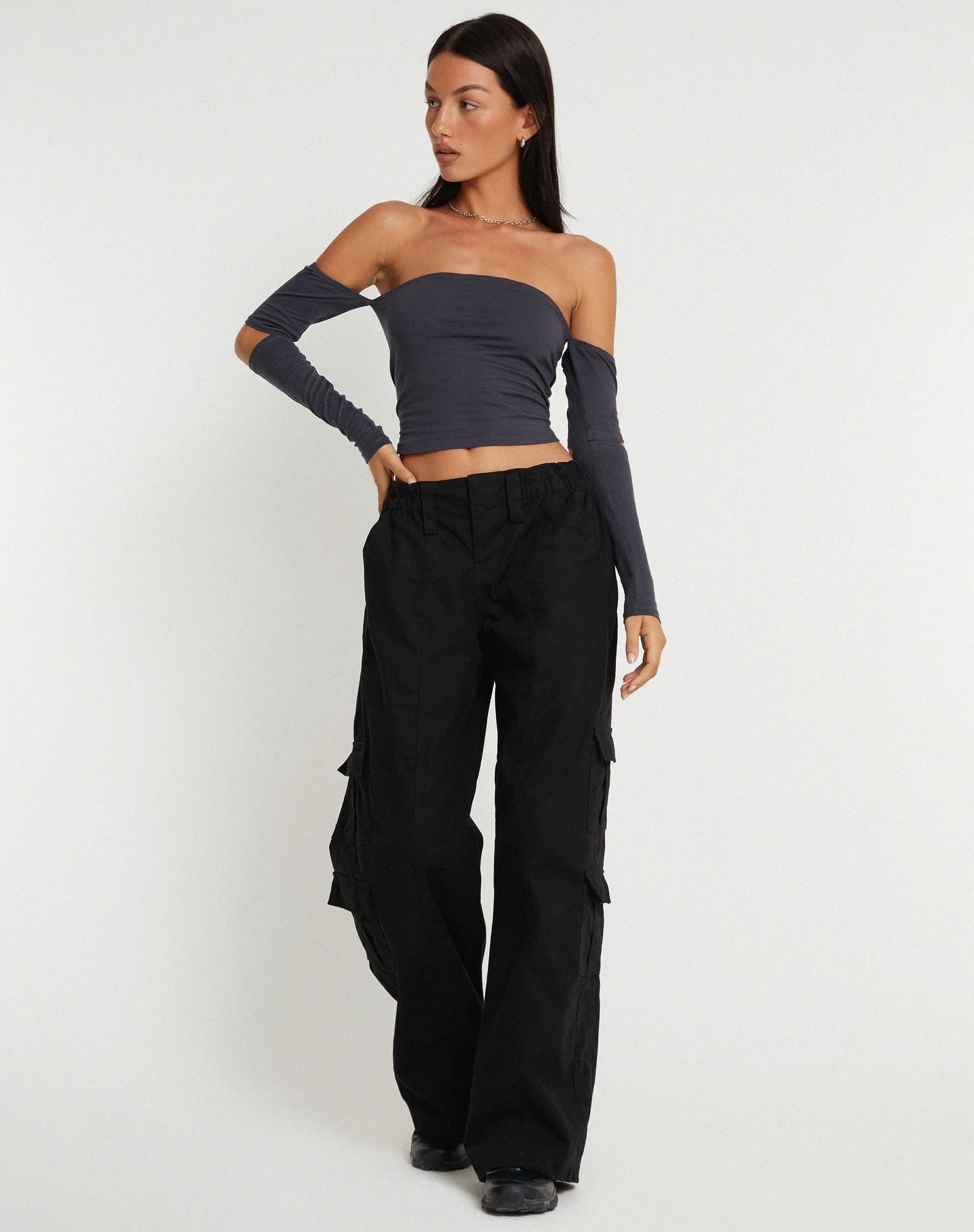 Shelbo Bardot Crop Top in Ocean Storm sold by Motel Rocks product image thumbnail 4