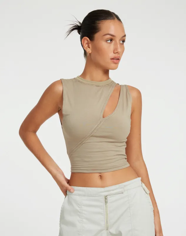 Min Cutout Crop Top in London Fog made by Motel Rocks