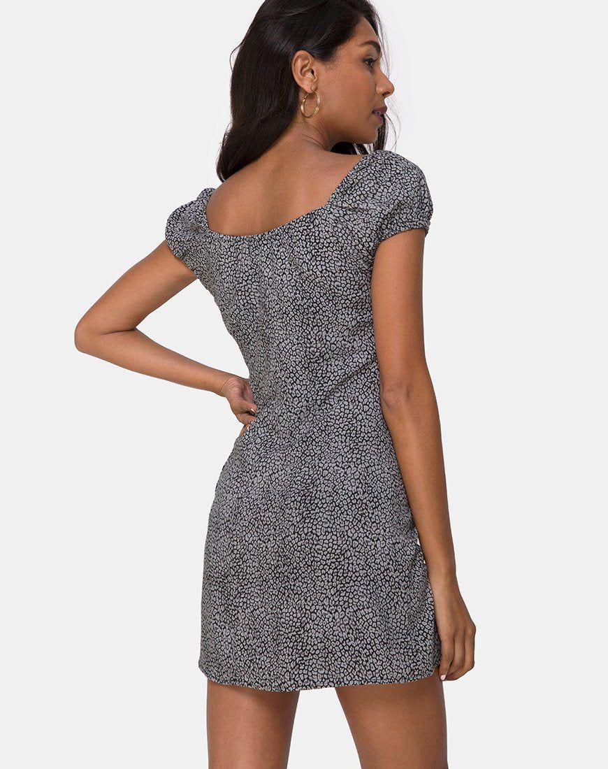 Gaval Dress in Ditsy Leopard Grey sold by Motel Rocks product image thumbnail 2