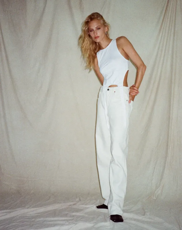 Ursula Vest Top in Lycra White sold by Motel Rocks