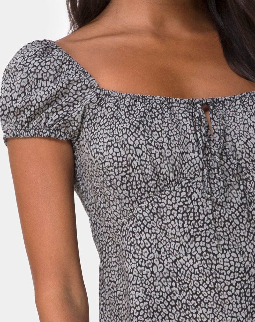 Gaval Dress in Ditsy Leopard Grey sold by Motel Rocks product image thumbnail 5