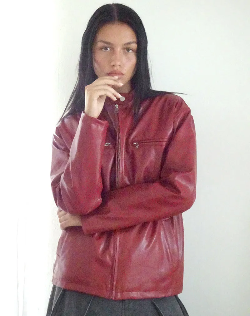 Charlize Moto Jacket in PU Red sold by Motel Rocks product image thumbnail 4
