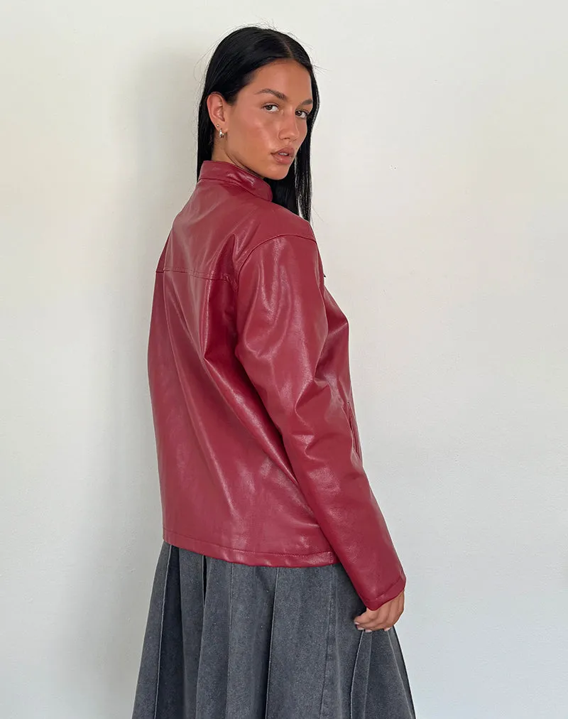 Charlize Moto Jacket in PU Red sold by Motel Rocks product image thumbnail 3