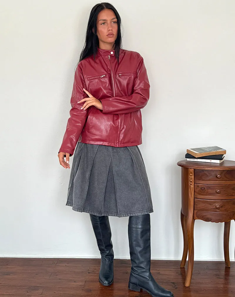 Charlize Moto Jacket in PU Red sold by Motel Rocks product image thumbnail 2