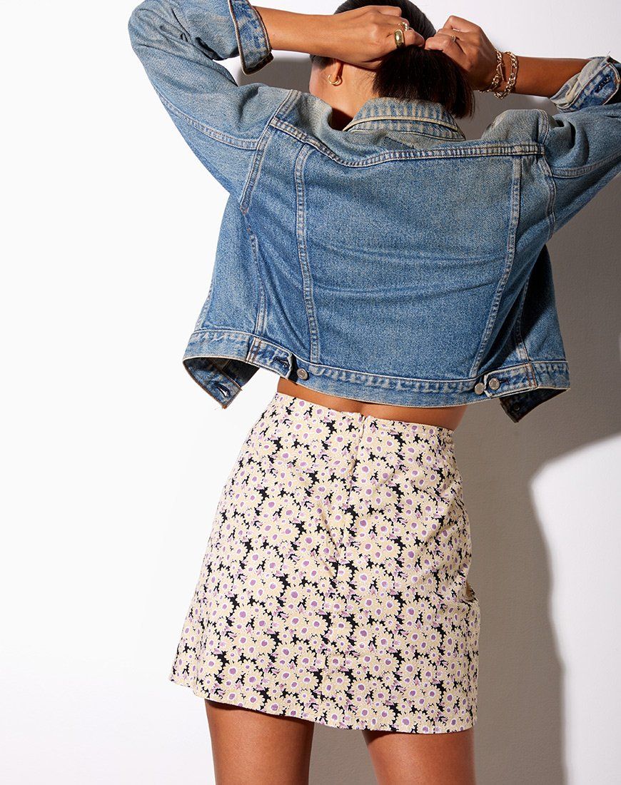 Sheny Mini Skirt in Daisy Day Cream sold by Motel Rocks product image thumbnail 2