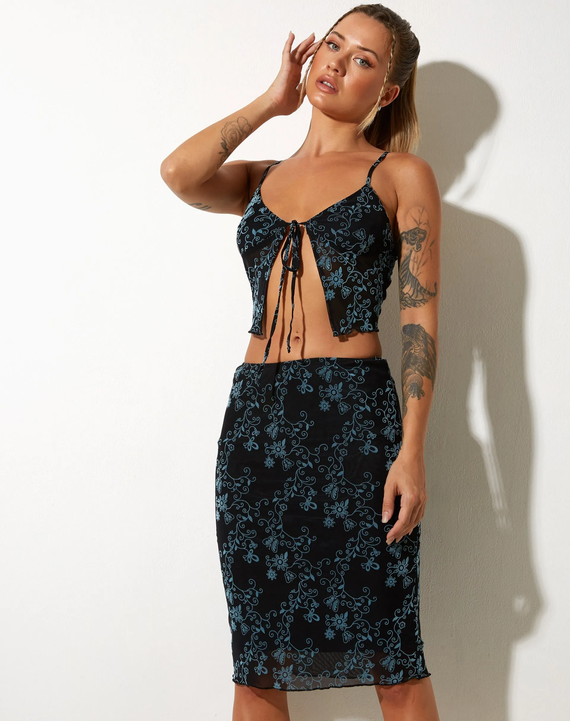 Rumak Cami Top in Butterfly Vine Flock Blue sold by Motel Rocks product image thumbnail 4