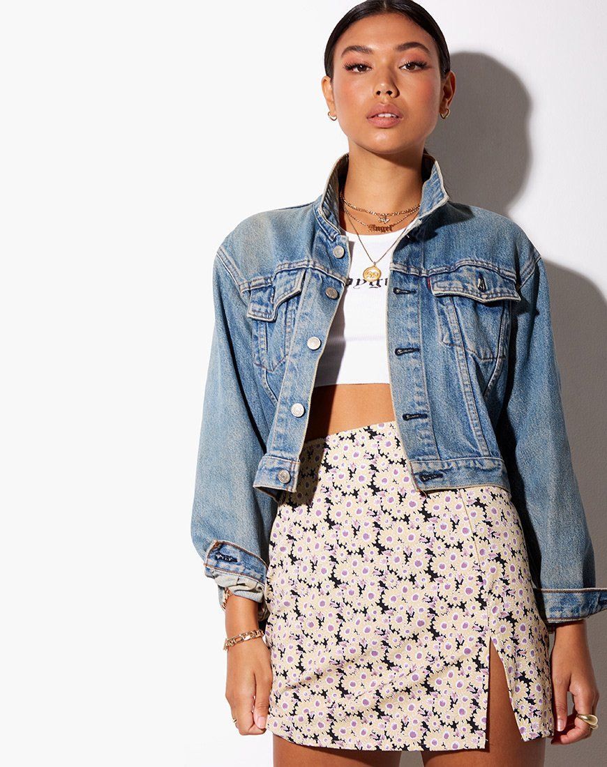 Sheny Mini Skirt in Daisy Day Cream sold by Motel Rocks