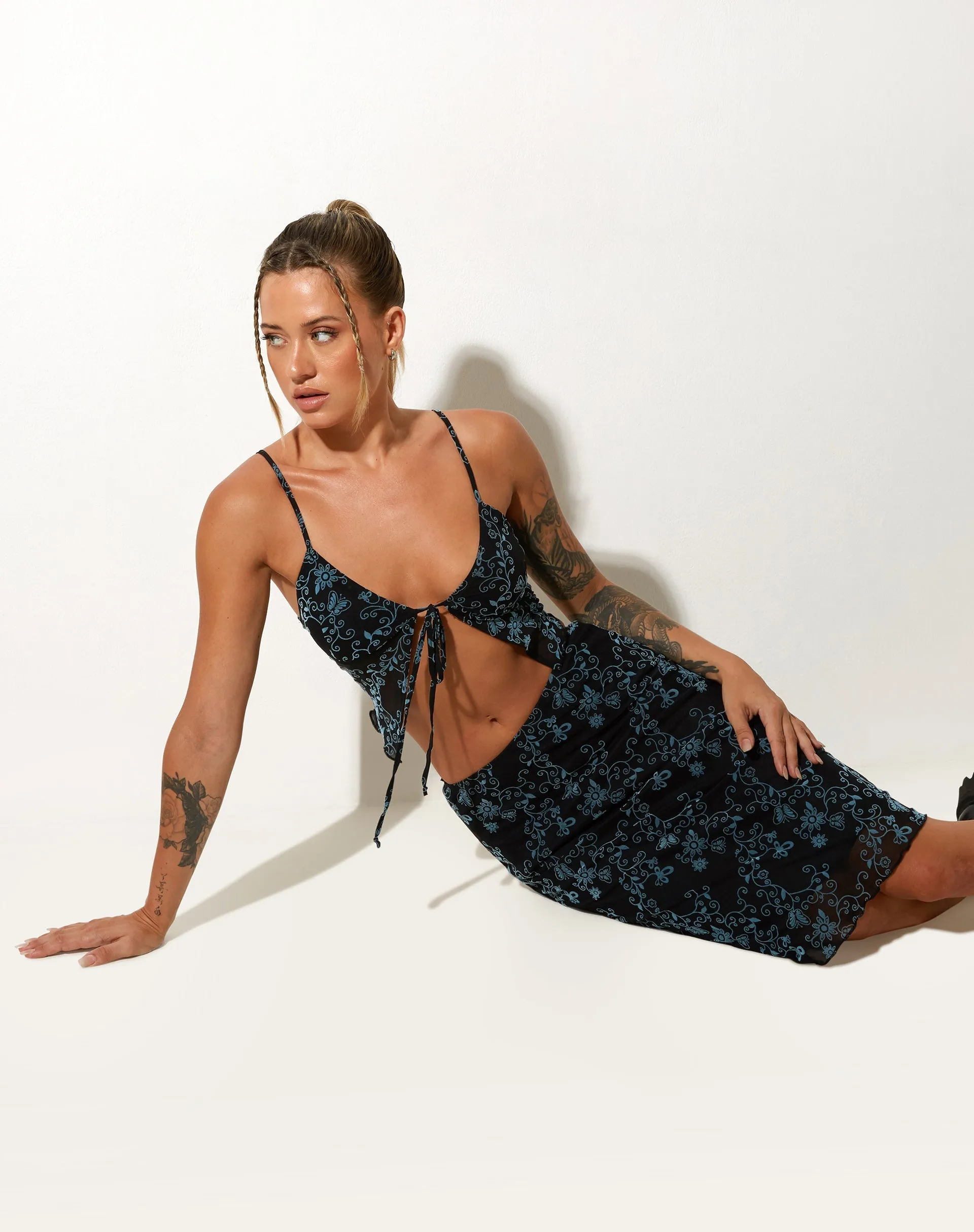 Rumak Cami Top in Butterfly Vine Flock Blue sold by Motel Rocks product image thumbnail 5