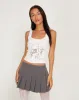 Carillo Lace Trim Cropped Vest Top in Motif White sold by Motel Rocks