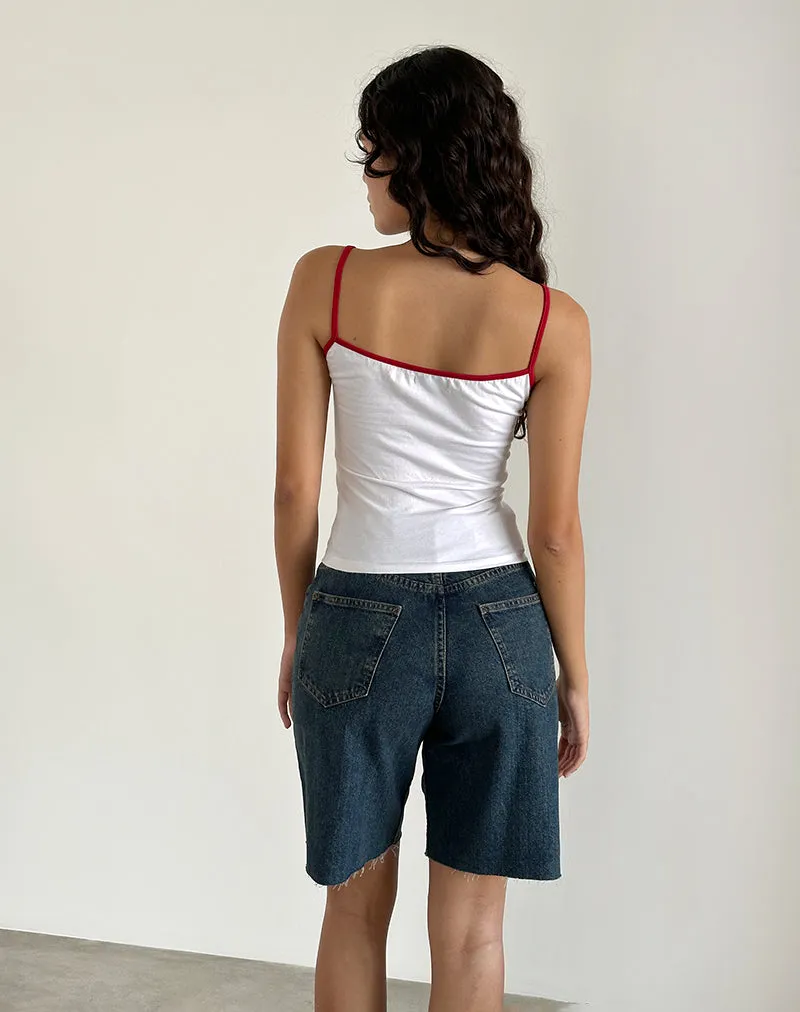 Solani Top in White with Adrenaline Red Binding sold by Motel Rocks product image thumbnail 3