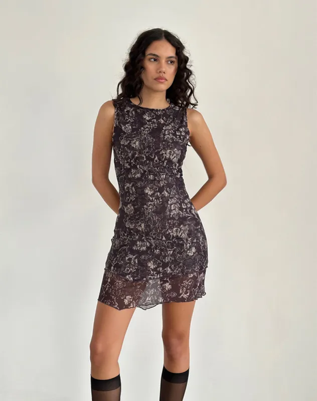 Renata Mini Dress Botanical Brown sold by Motel Rocks