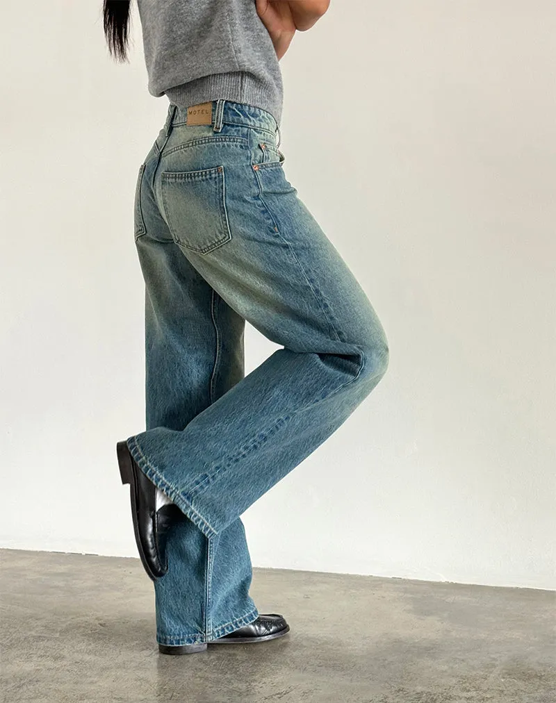 Roomy Extra Wide Low Rise Jeans in Sea Green sold by Motel Rocks product image thumbnail 3
