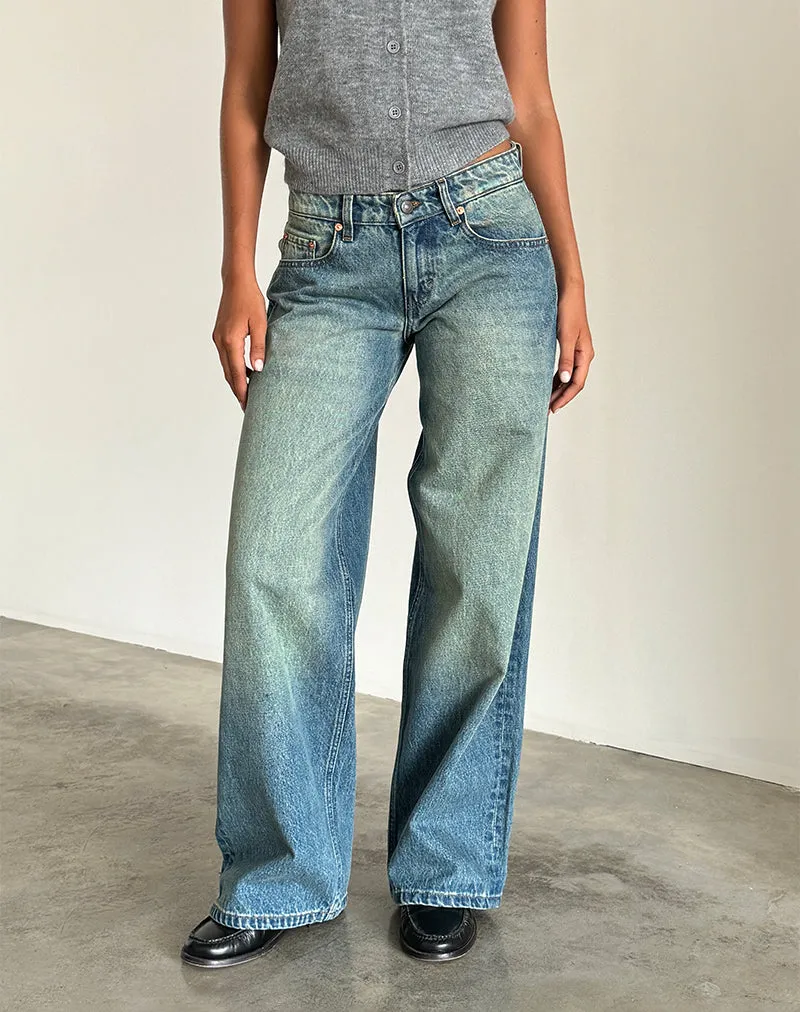Roomy Extra Wide Low Rise Jeans in Sea Green sold by Motel Rocks product image thumbnail 2
