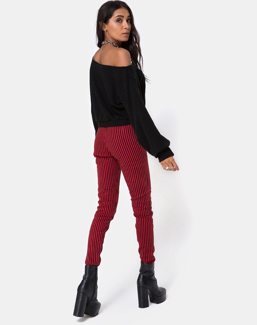 Jolim Trouser in Mini Stripe Red and Black sold by Motel Rocks product image thumbnail 4