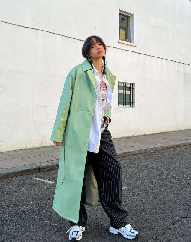 Ejo Trench Coat in PU Mint sold by Motel Rocks