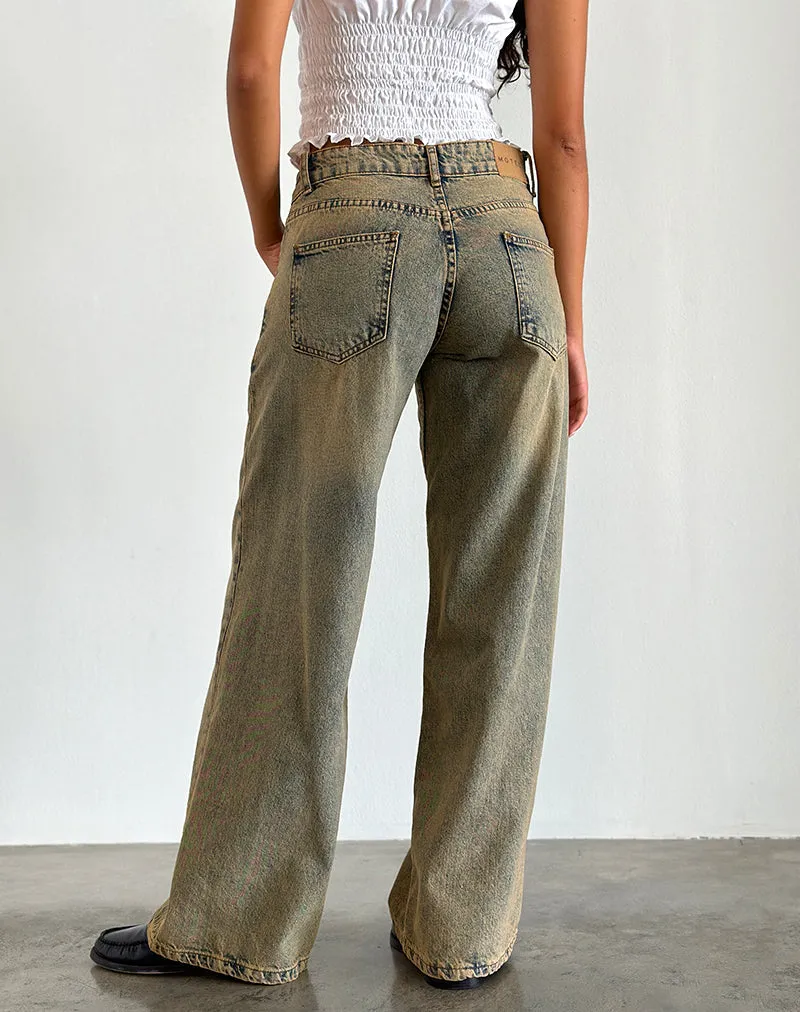 Roomy Extra Wide Leg Low Rise Jeans in Sandy Blue Acid sold by Motel Rocks product image thumbnail 4
