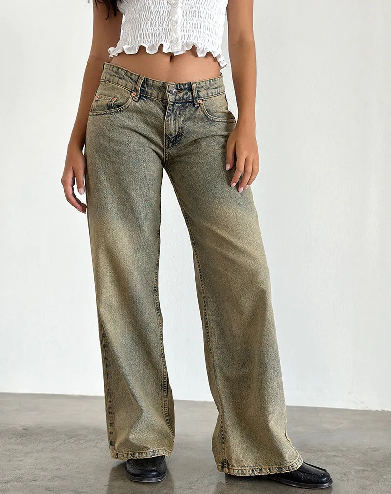 Roomy Extra Wide Leg Low Rise Jeans in Sandy Blue Acid sold by Motel Rocks product image thumbnail 2