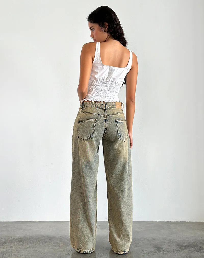 Roomy Extra Wide Leg Low Rise Jeans in Sandy Blue Acid sold by Motel Rocks product image thumbnail 3