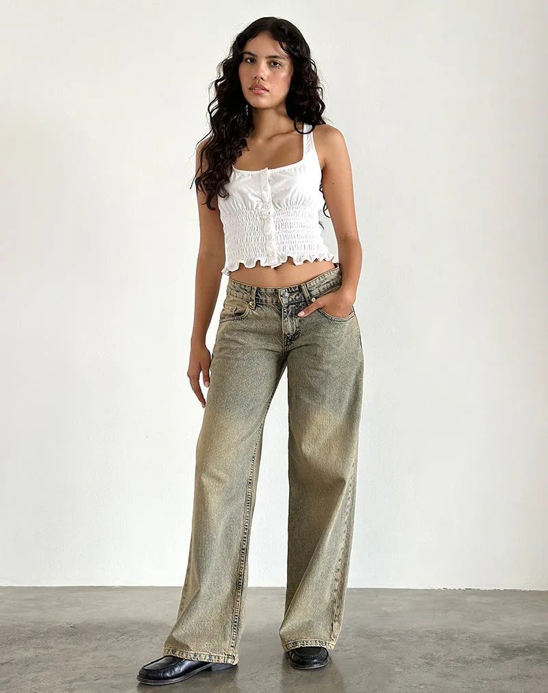 Roomy Extra Wide Leg Low Rise Jeans in Sandy Blue Acid sold by Motel Rocks