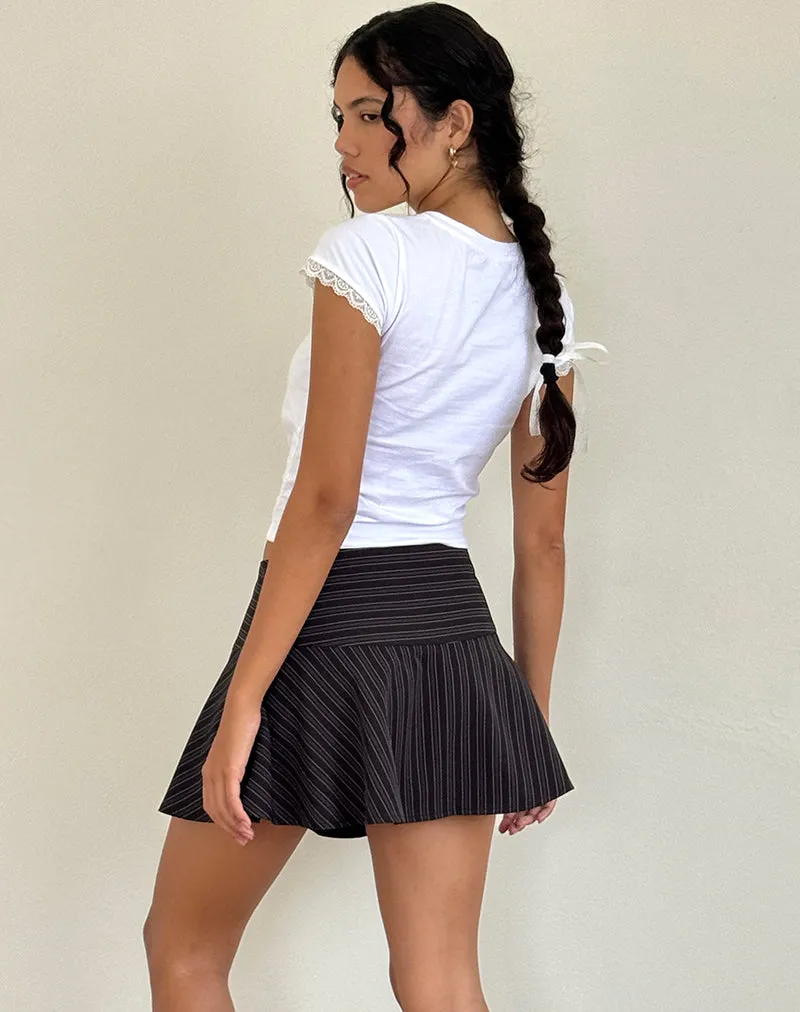 Zelian Mini Skirt in Pinstripe Black sold by Motel Rocks product image thumbnail 2