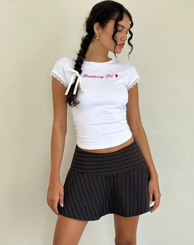 Zelian Mini Skirt in Pinstripe Black sold by Motel Rocks product image thumbnail 4