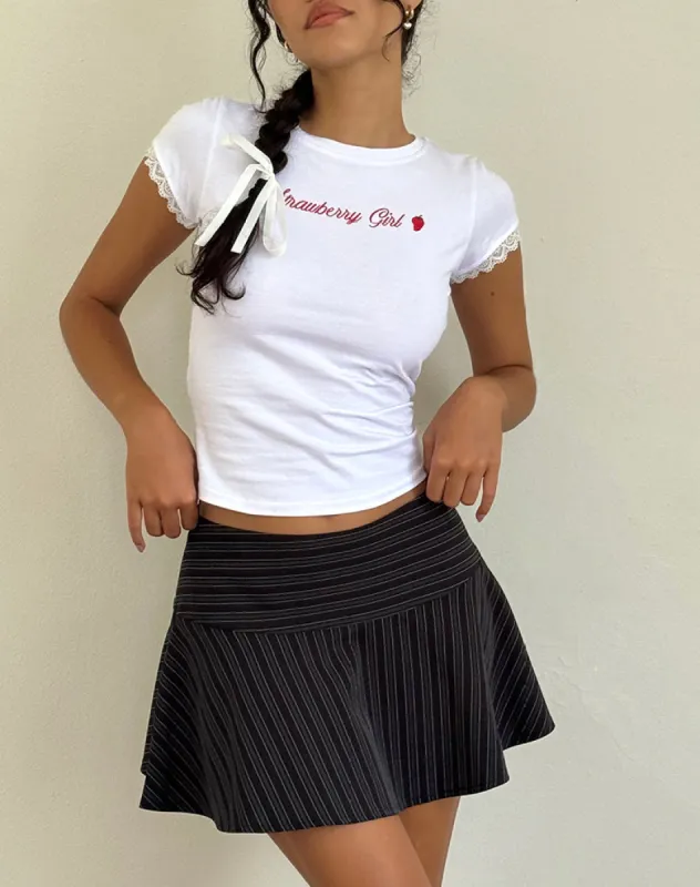 Zelian Mini Skirt in Pinstripe Black sold by Motel Rocks