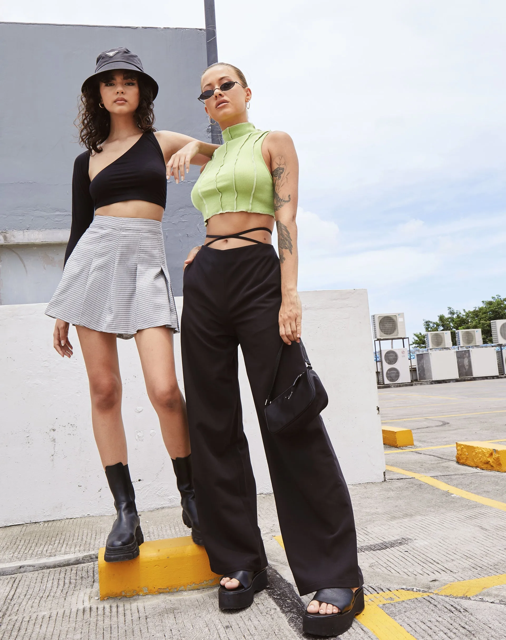 Carga Mini Skirt in Small Check Black Grey sold by Motel Rocks product image thumbnail 2