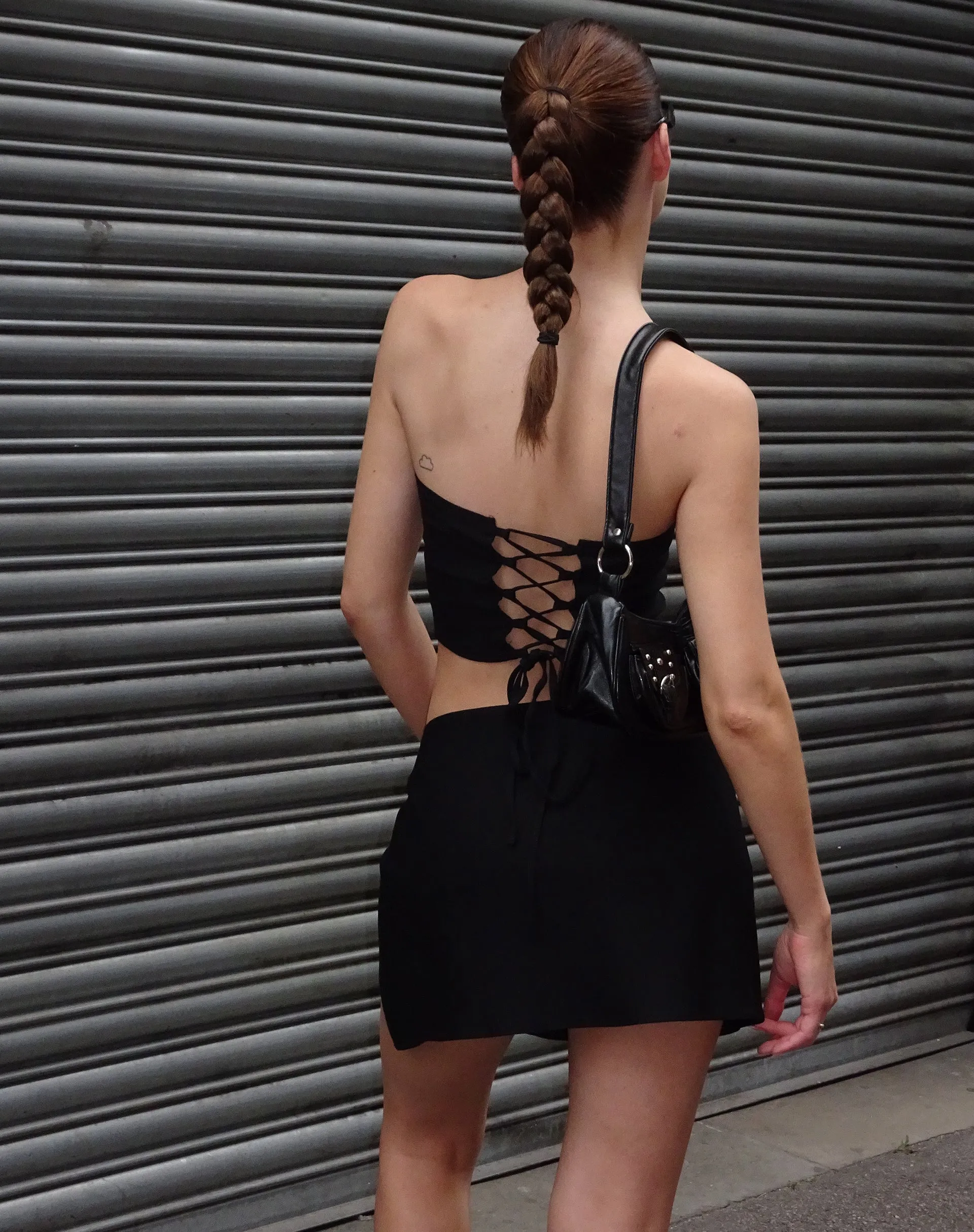 Panilka Bandeau Top in Black sold by Motel Rocks