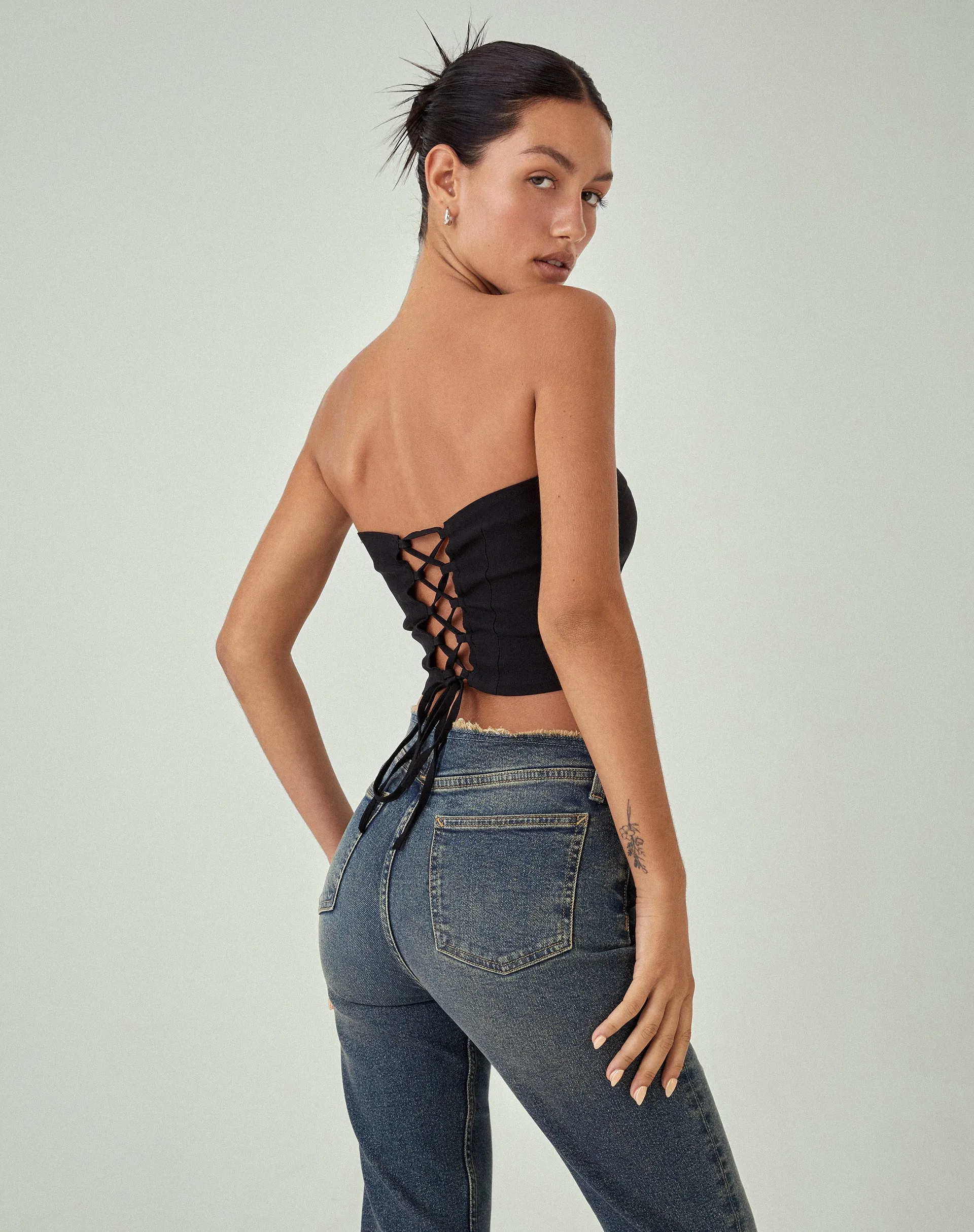 Panilka Bandeau Top in Black sold by Motel Rocks product image thumbnail 3