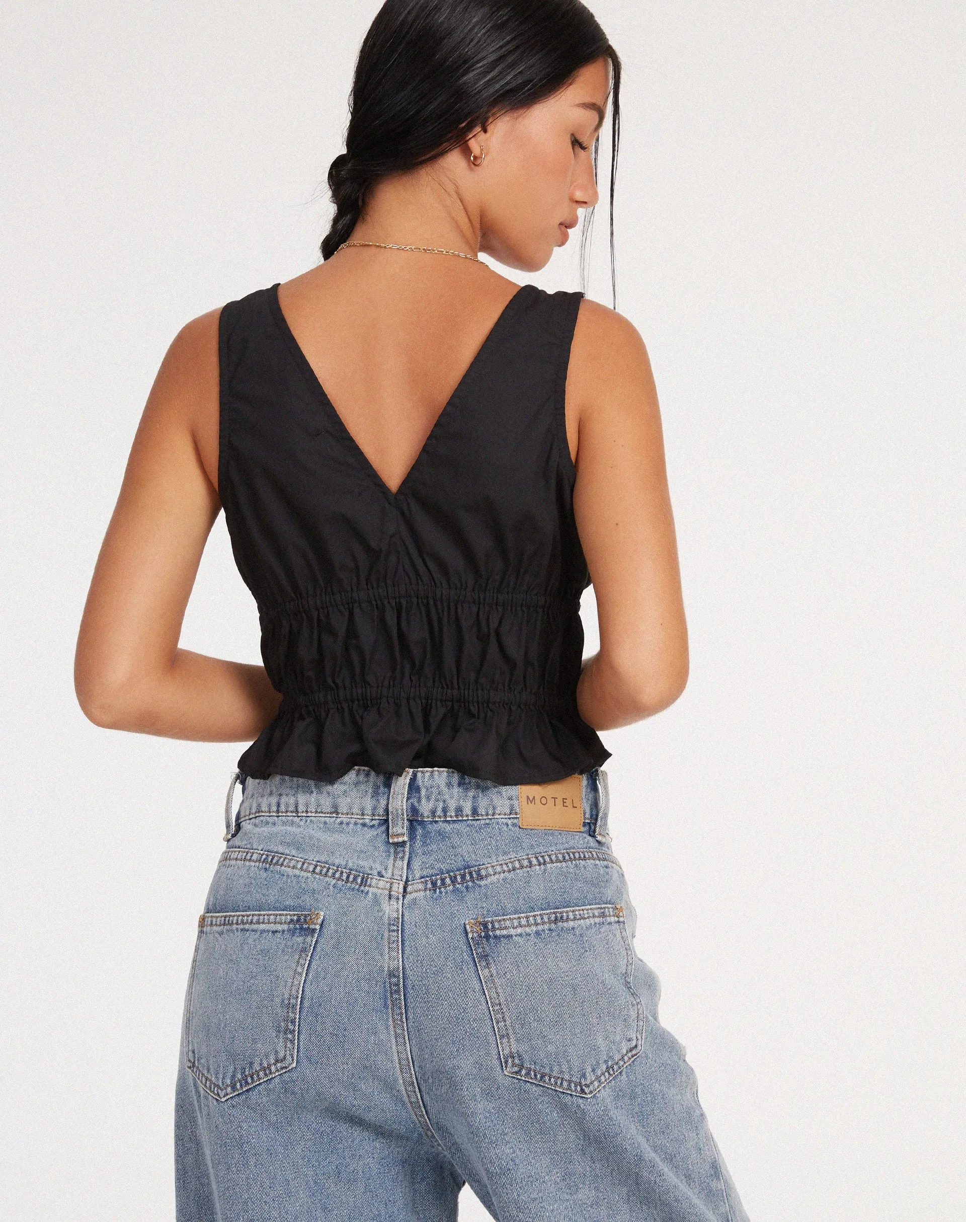 Kayson Crop Top in Poplin Black sold by Motel Rocks product image thumbnail 4