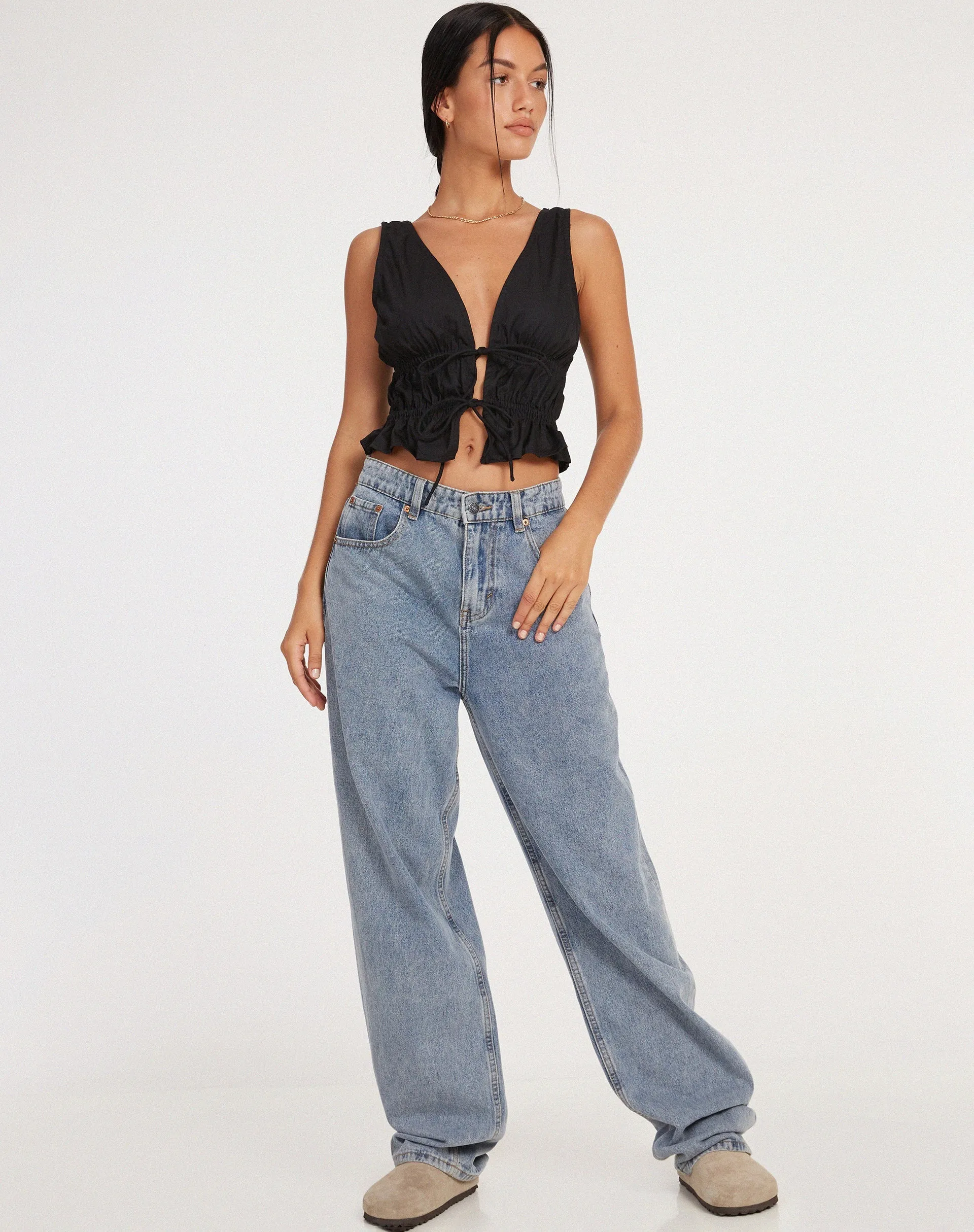 Kayson Crop Top in Poplin Black sold by Motel Rocks product image thumbnail 5