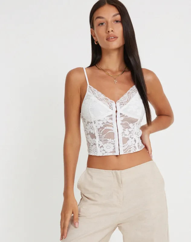 Yenko Crop Top in Lace Ivory sold by Motel Rocks