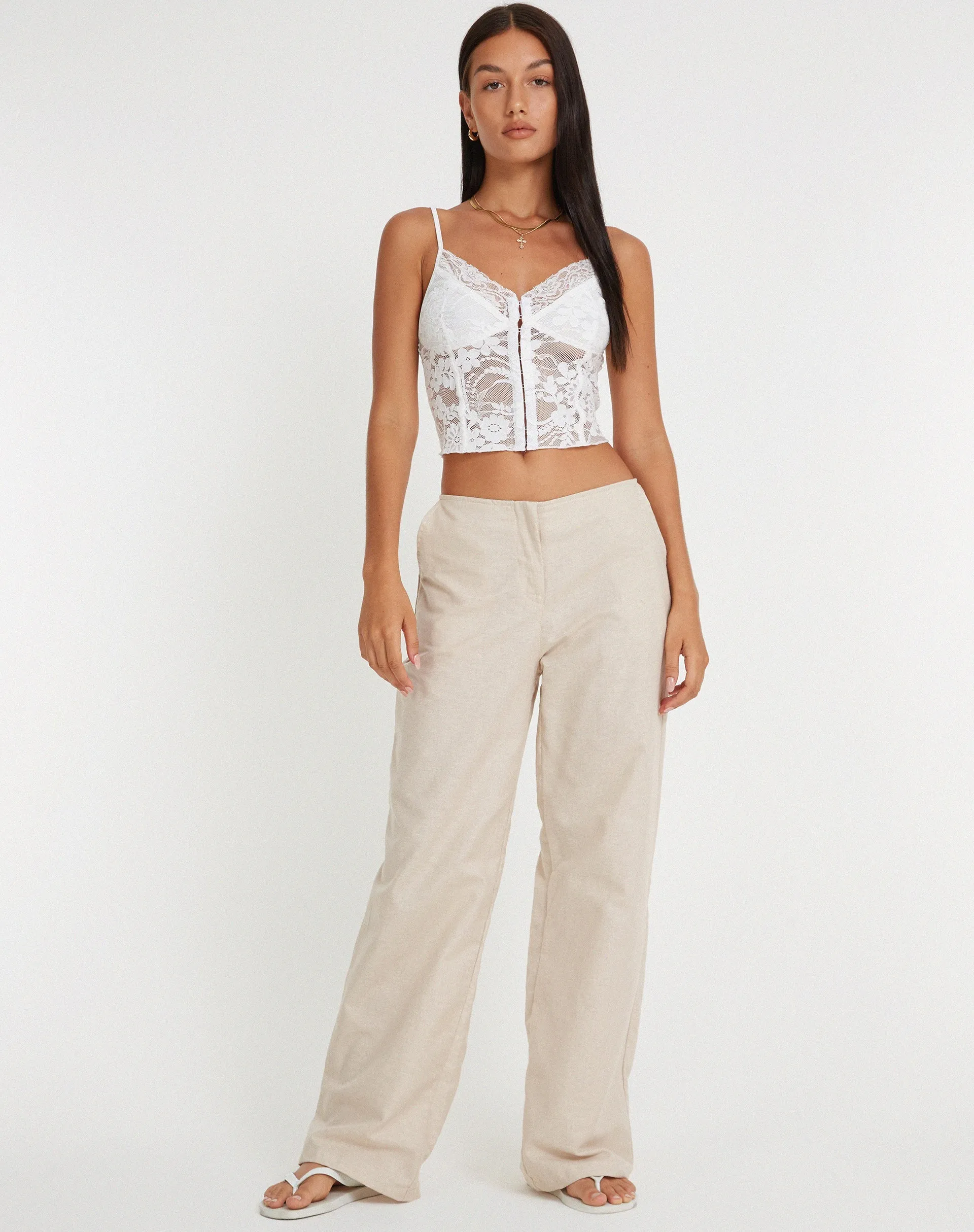 Yenko Crop Top in Lace Ivory sold by Motel Rocks product image thumbnail 2