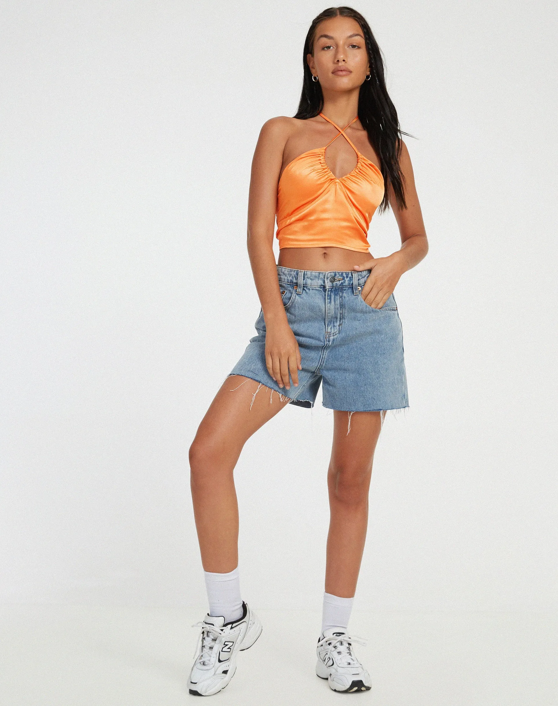 Haltri Crop Top in Satin Orange sold by Motel Rocks product image thumbnail 3