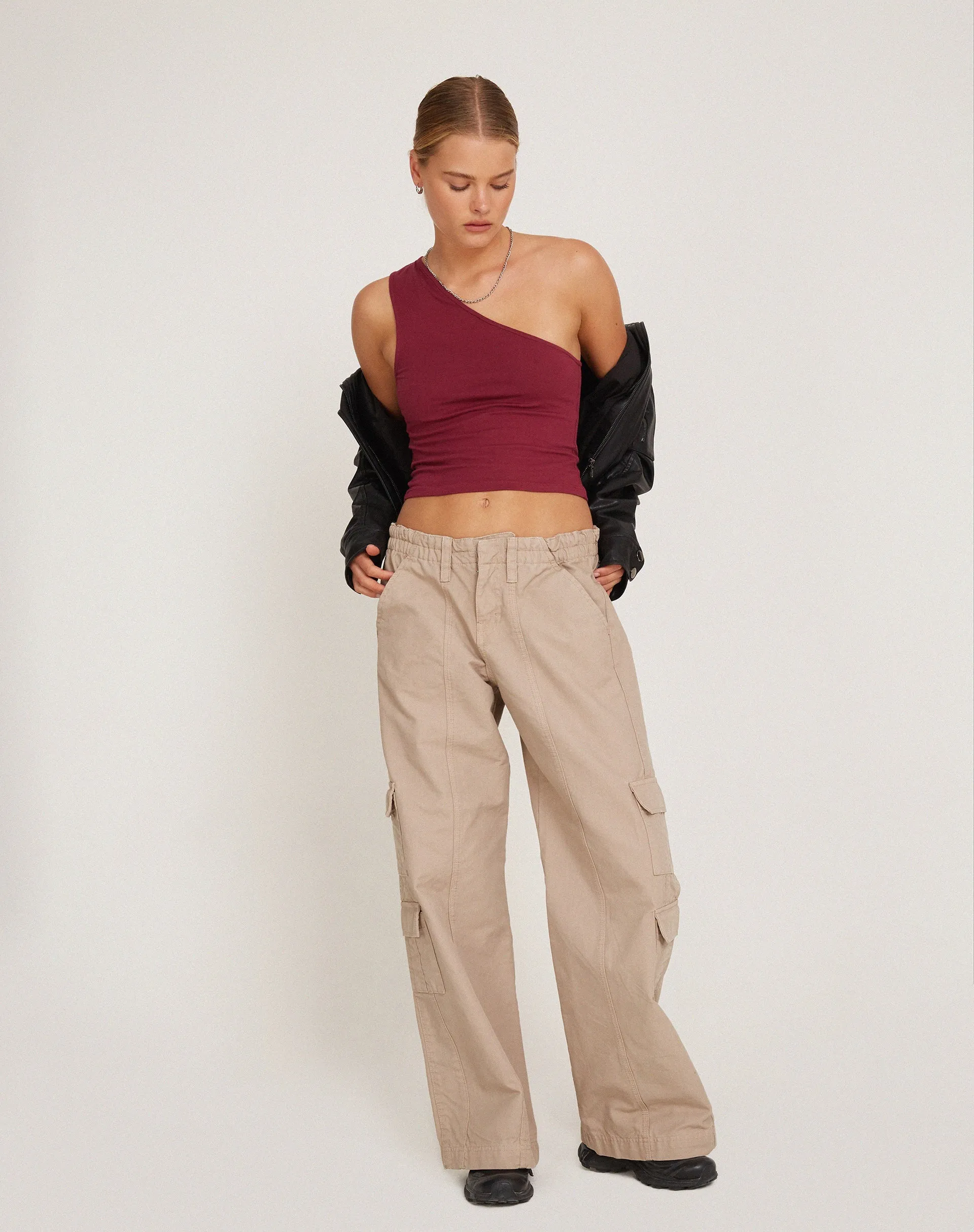 Bay One Shoulder Top in Plum sold by Motel Rocks product image thumbnail 2