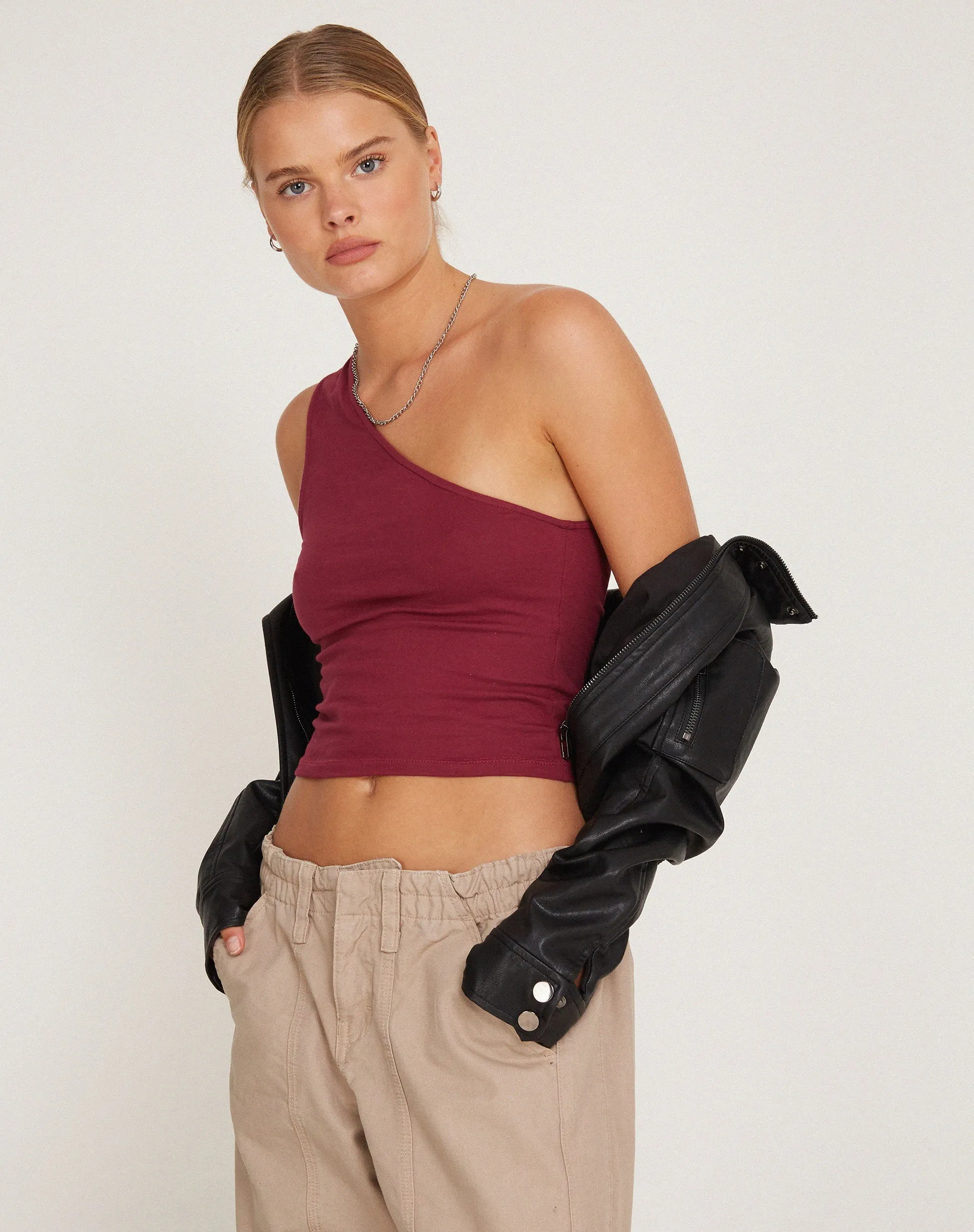 Bay One Shoulder Top in Plum sold by Motel Rocks product image thumbnail 4