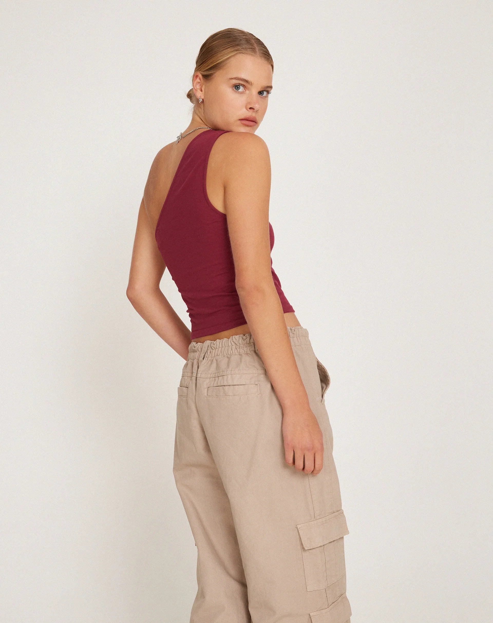Bay One Shoulder Top in Plum sold by Motel Rocks product image thumbnail 3