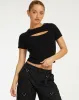 Morsche Cut Out Crop Top in Black sold by Motel Rocks