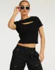 Morsche Cut Out Crop Top in Black sold by Motel Rocks