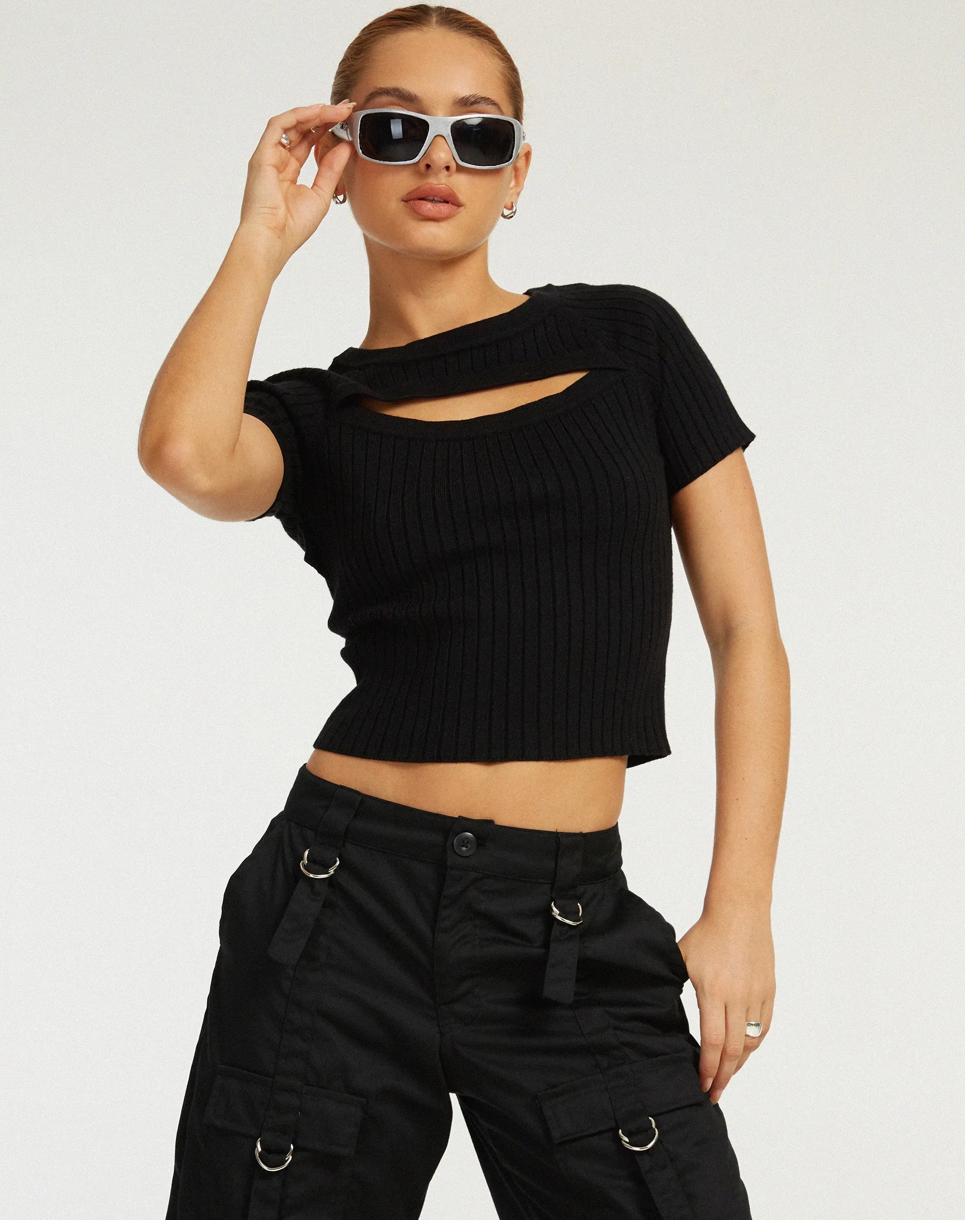 Morsche Cut Out Crop Top in Black sold by Motel Rocks product image thumbnail 2