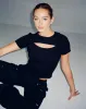 Morsche Cut Out Crop Top in Black sold by Motel Rocks