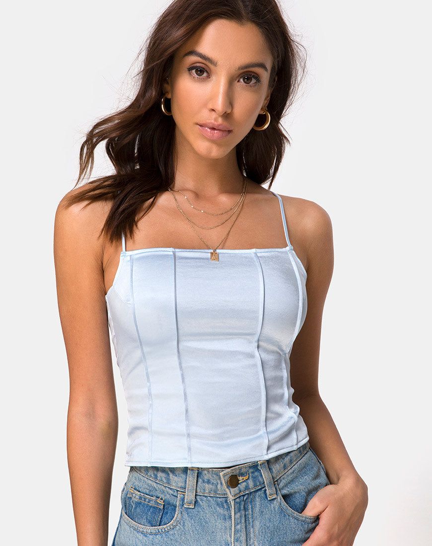 Cosey Top in Satin Powder Blue sold by Motel Rocks product image thumbnail 3