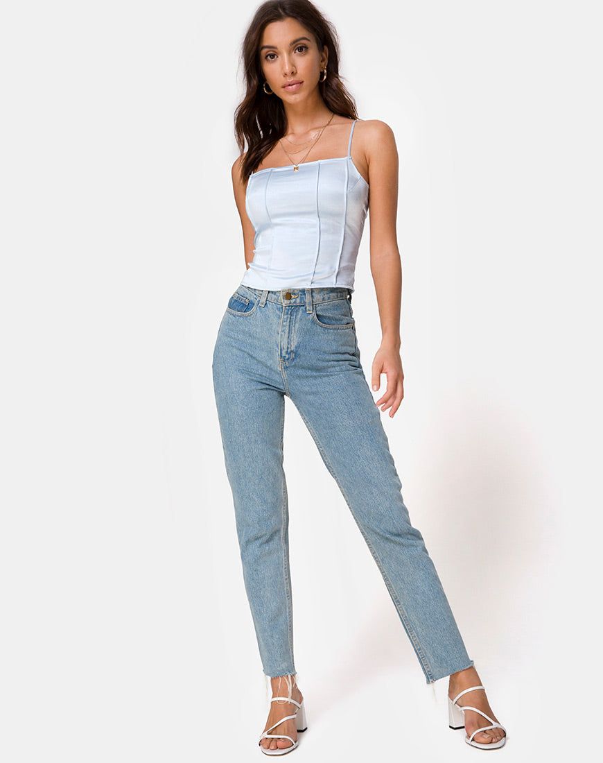 Cosey Top in Satin Powder Blue sold by Motel Rocks product image thumbnail 5